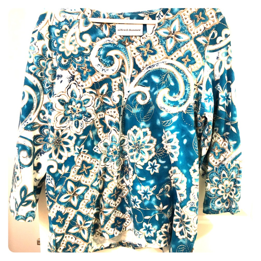 Alfred Dunner NEW Floral with gold beaded accents